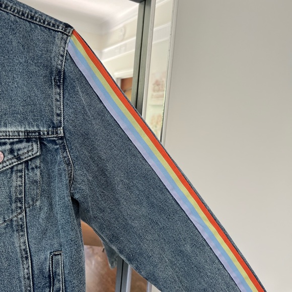 Pastel ribbon stripe classic denim jacket - Picture 5 of 9